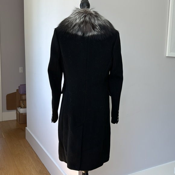 DVF black wool coat with detachable fur collar NWT - Picture 2 of 11